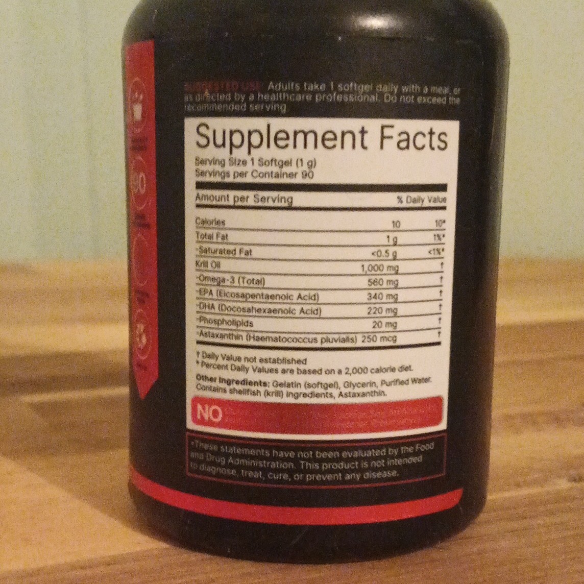 Bulu Krill Oil 1000mg Omega-3 EPA DHA Astaxanthin Gluten-Free 90 Softgels
