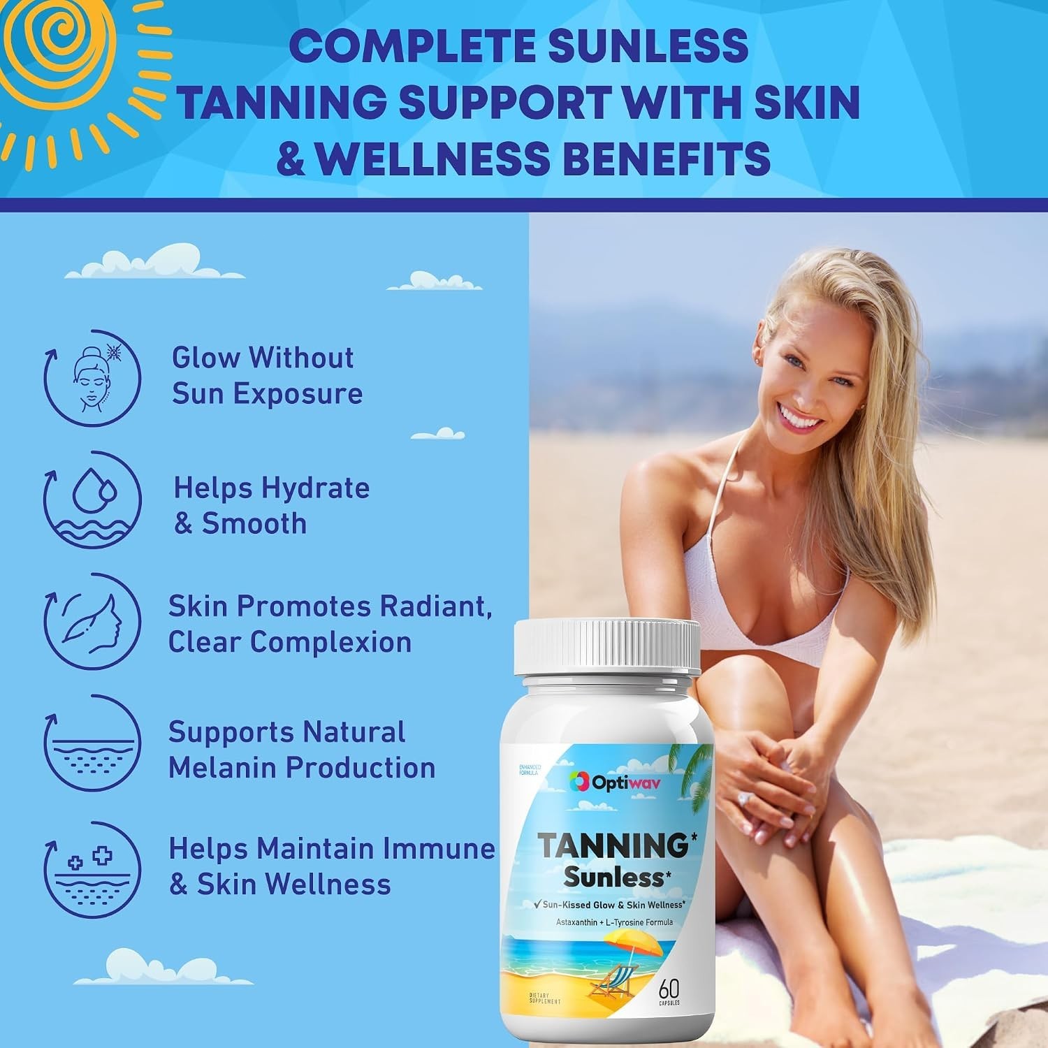 Optiwav Tanning Pills for Men Women – Self Tan Capsules