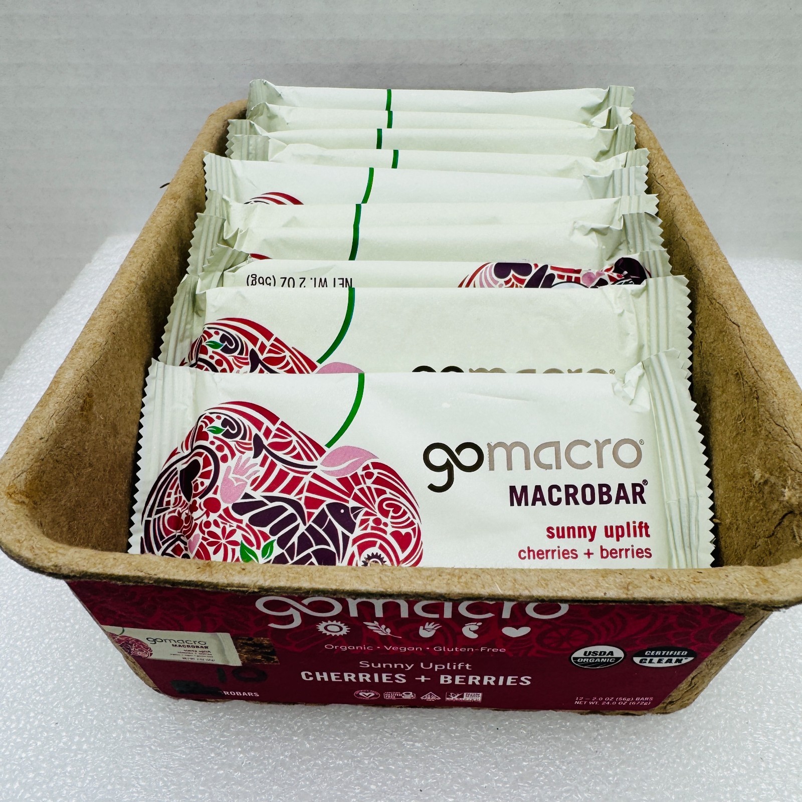 10pk Gomacro Sunny uplift Cherries+Berries Organic Vegan macrobars bars BB 11/26