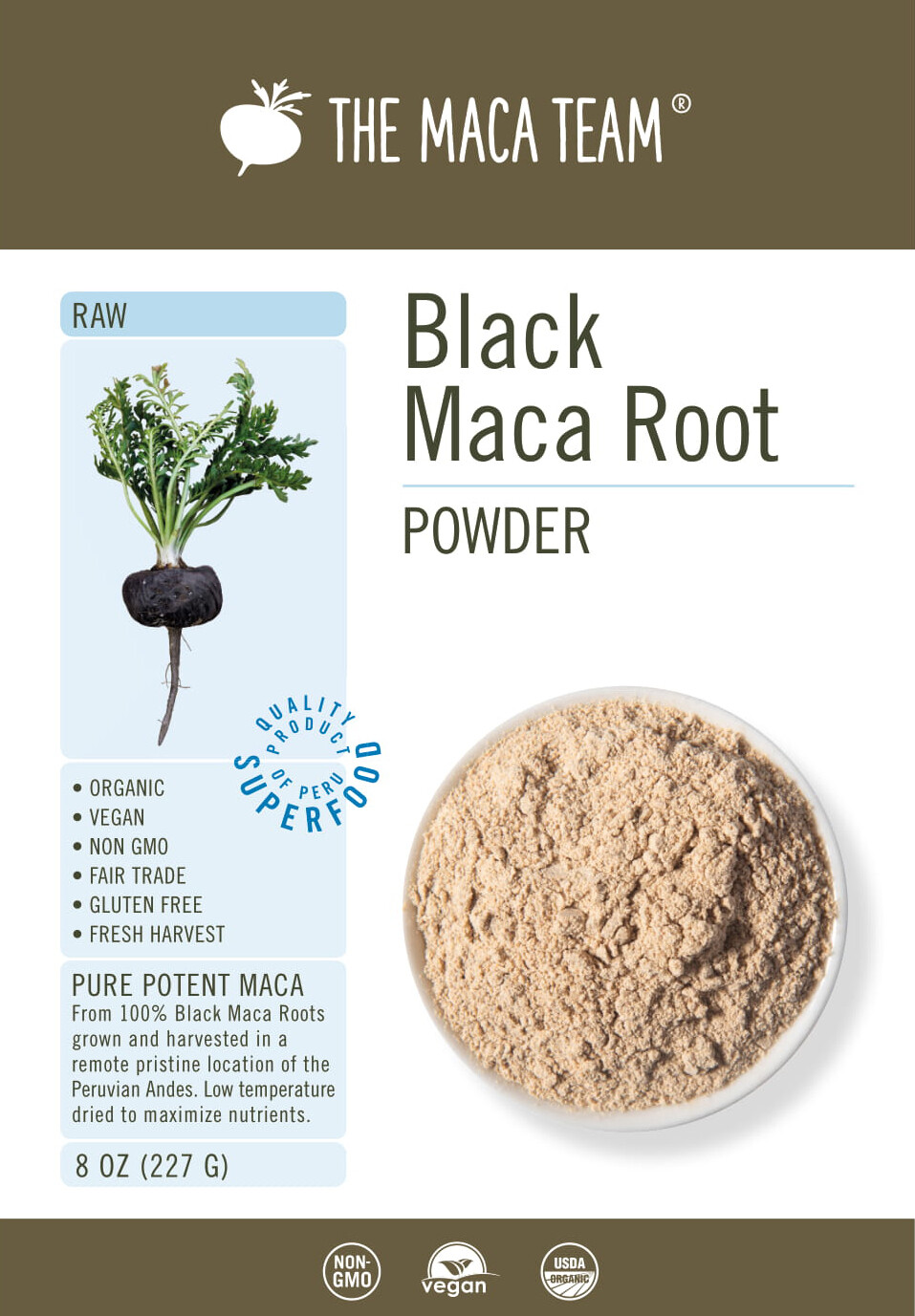Black Maca Powder – Raw, Organic, Fresh Harvest From Peru – 8 oz 25 servings