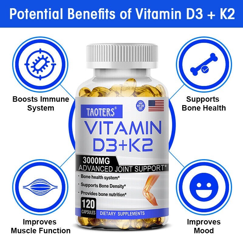 Vitamin K2 (MK7) with D3 5000 IU Supplement, Immune Health & Joint Support
