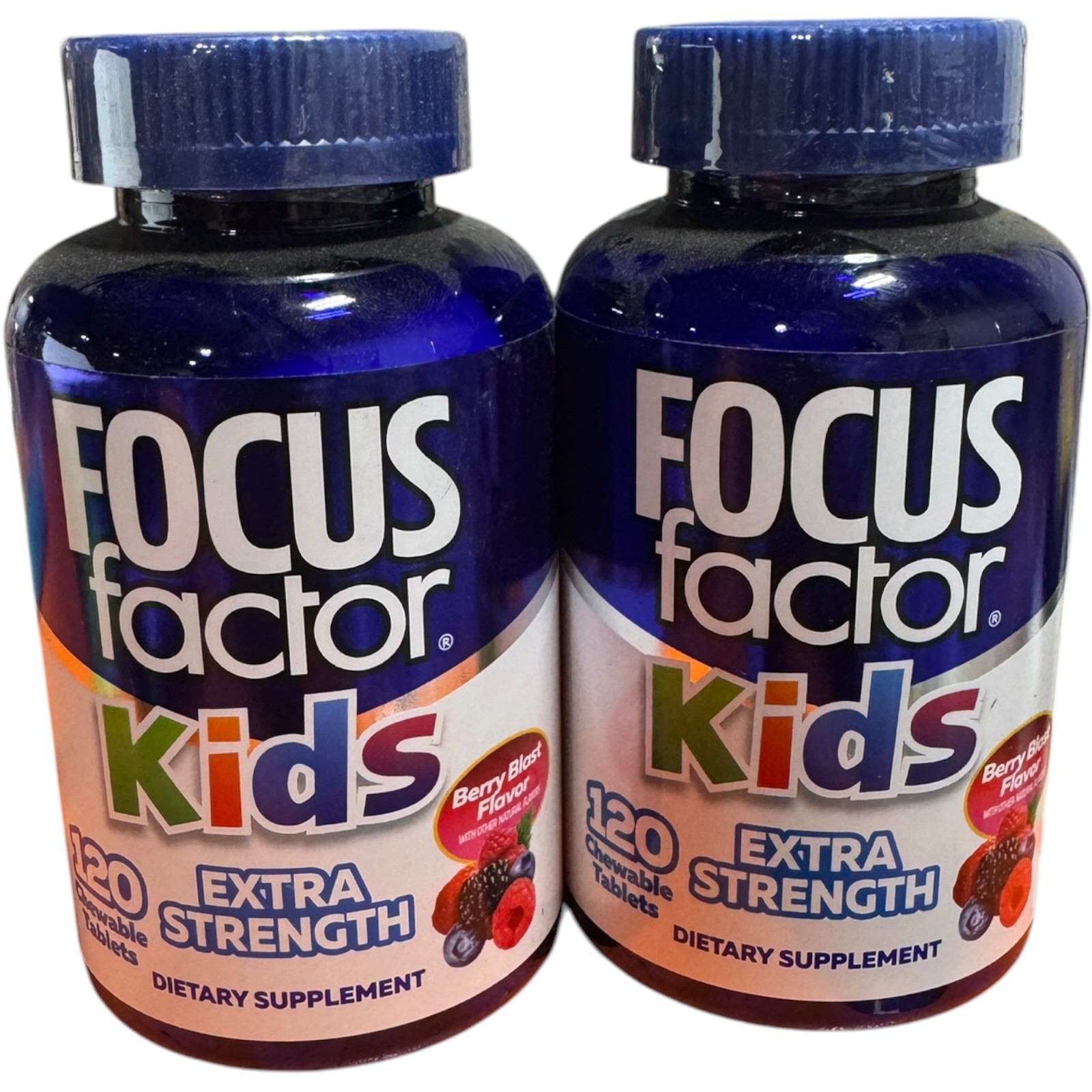 Focus Factor Kids Extra Strength 120 Tablets Berry Blast Exp 05/2028