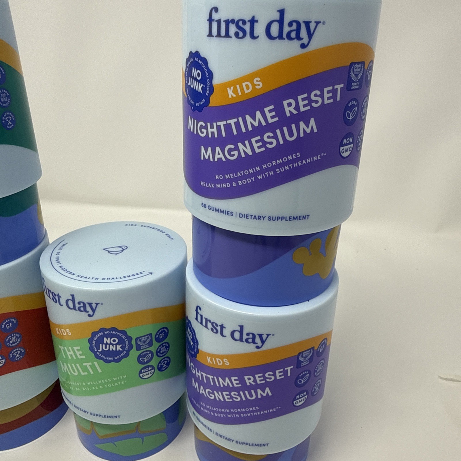 First Day Kids Wellness Bundle 5 Bottles Multi, Probiotic, Brain Support, 2 Magn