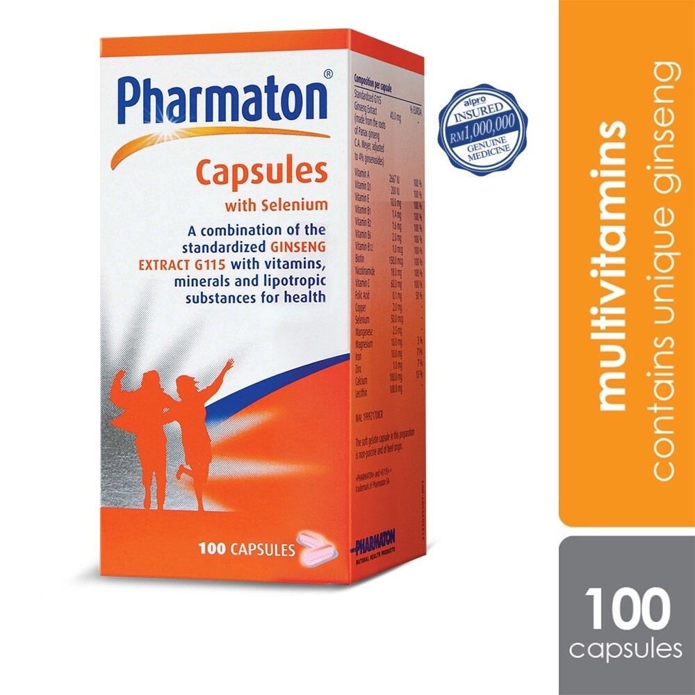 NEW Pharmaton with Ginseng G115 100 Tablets Ginseng and Selenium Energy Booster