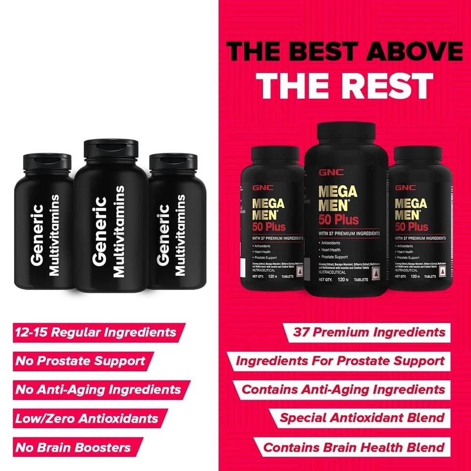 GNC Mega Men 50 Plus 120 Caplets Free Shipping Formulated In USA M001