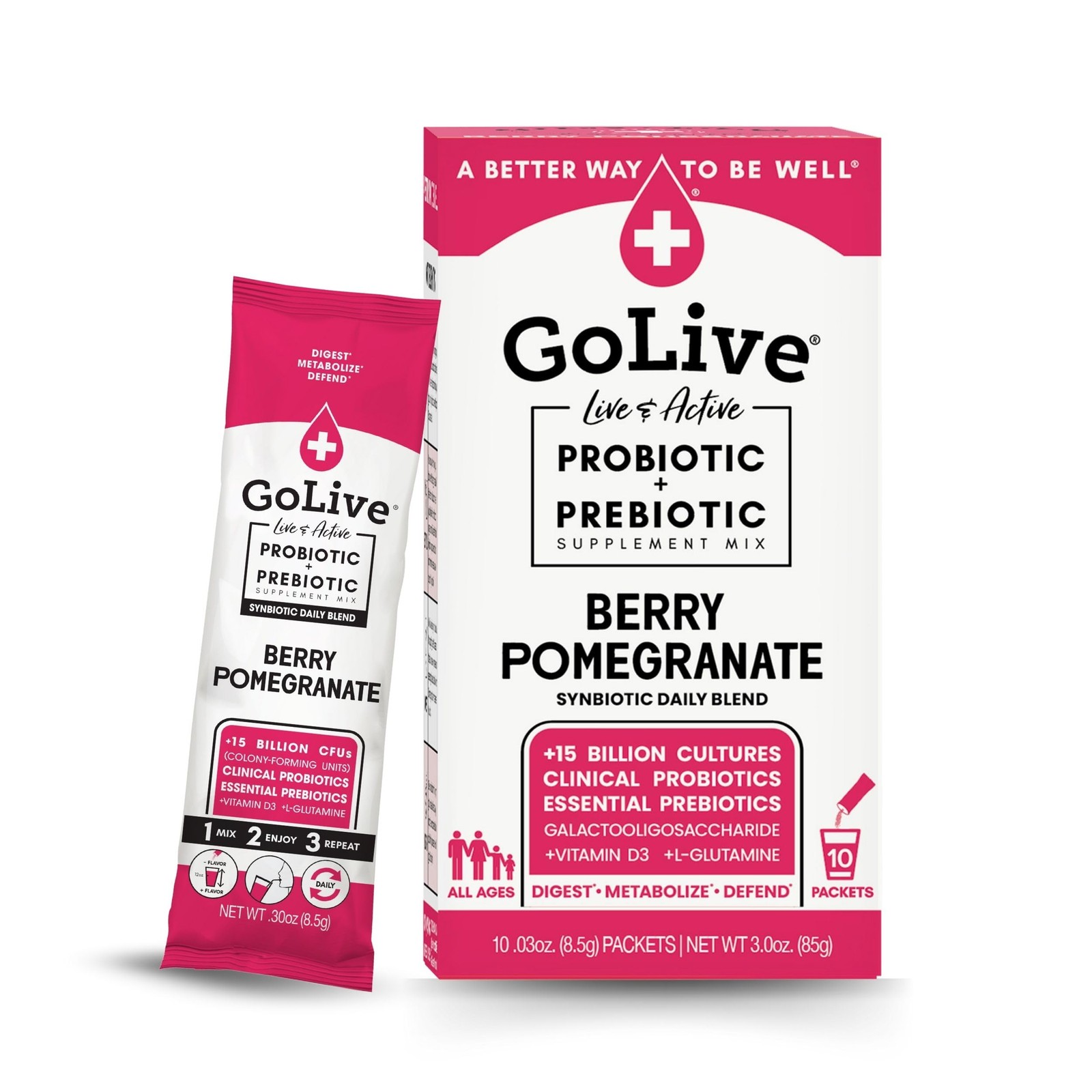 GoLive BERRY POMEGRANATE Synbiotic (Probiotics + Prebiotics); 15 Billion CFUs;