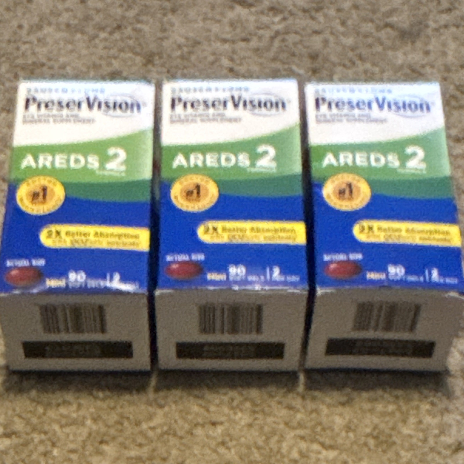 Bausch + Lomb PreserVision AREDS 2 Mini Softgels Eye Supplement 3 Box 90ct 7/27+