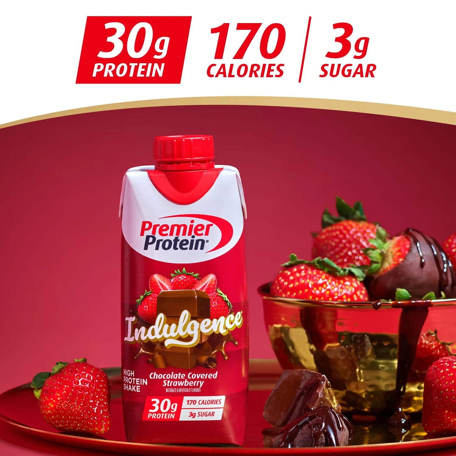 Premier Protein Indulgence Shake, Chocolate Covered Strawberry, 30g Protein, 11