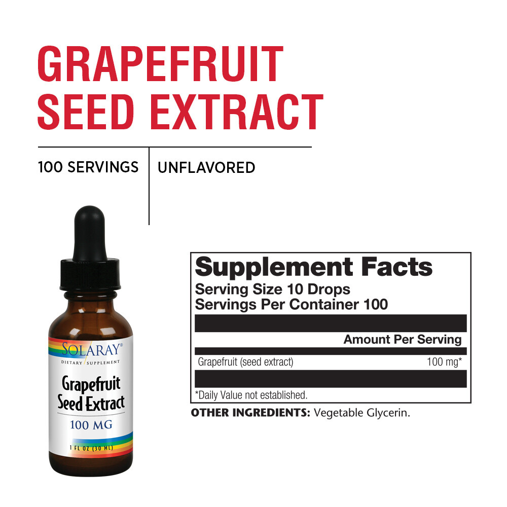 Solaray Liquid Grapefruit Seed Extract, 100 mg, 1 Fluid Ounce