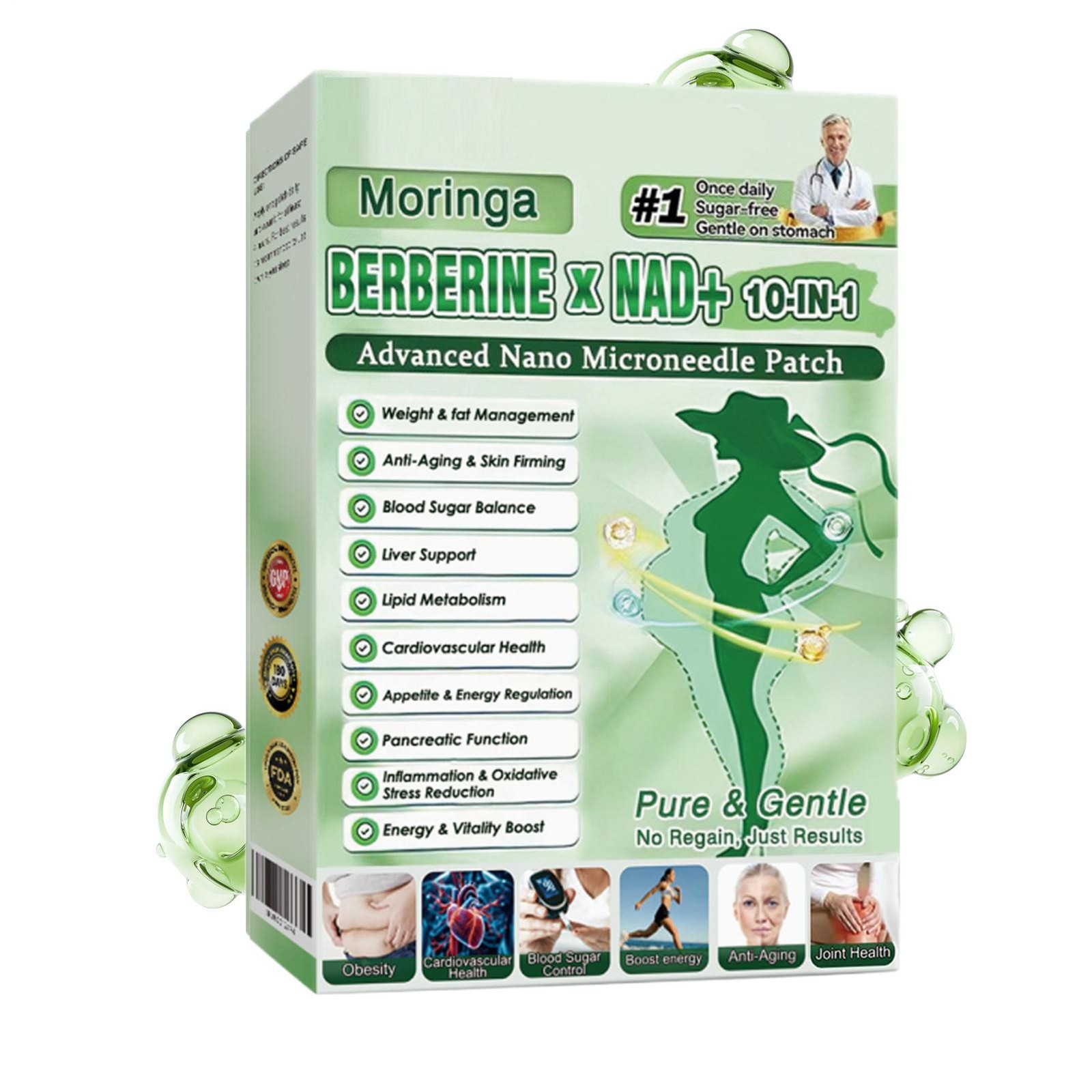 Moringa Berberine 10-in-1 Advanced Nano Microneedle Patch (7pcs/box)