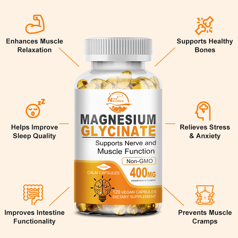 400MG Magnesium Glycinate High Absorption,Improved Sleep,Stress & Anxiety Relief