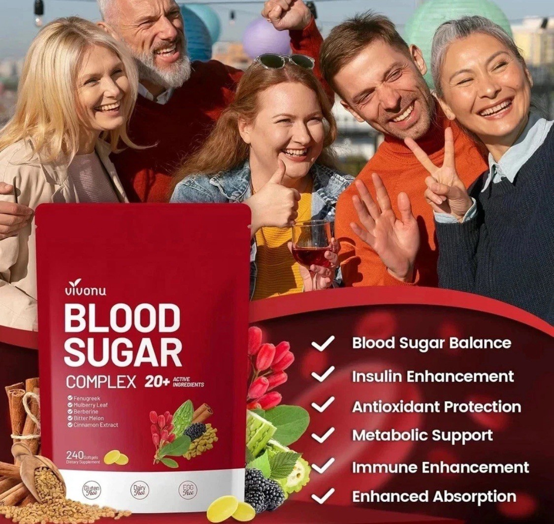 VivoNu Blood Sugar Complex Supplement with 20 Herbs and Vitamins 240 Softgels