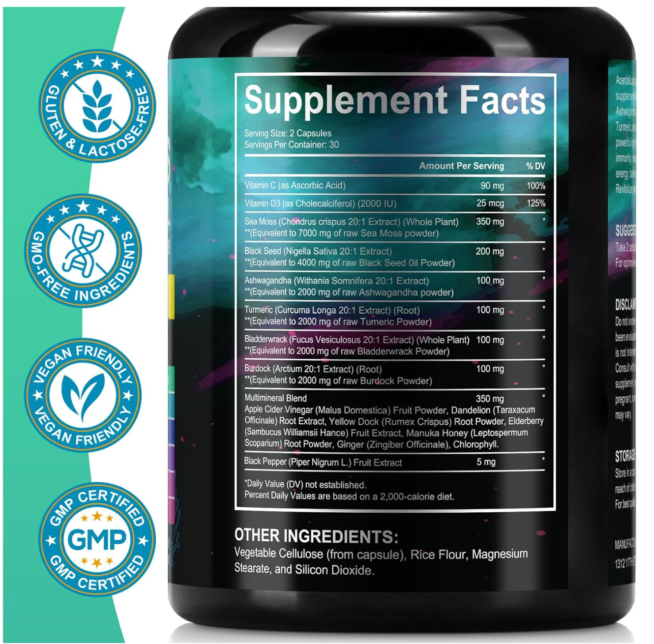 Sea Moss Black Seed Oil Ashwagandha Ginger Supplement,Turmeric Berberine-19445MG