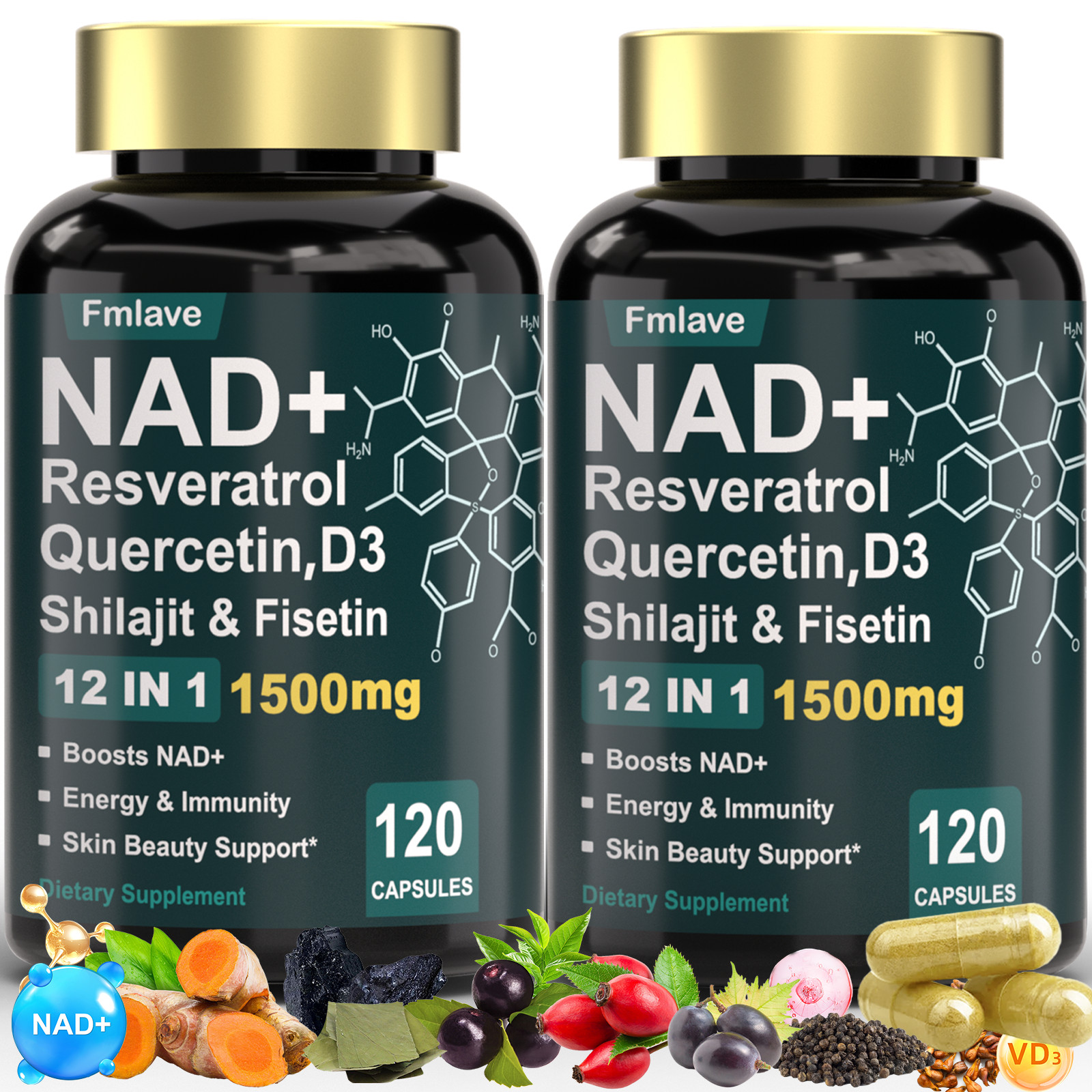 2 PACK NAD+ NMN Supplements Enhance Muscle Anti Aging Focus Booster Fmlave USA