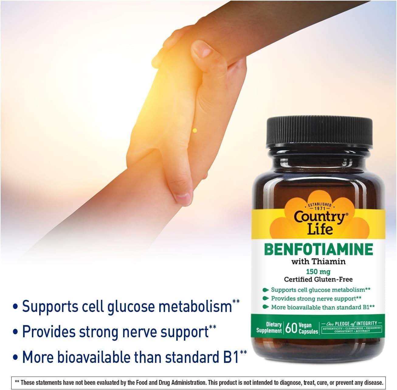 Benfotiamine with Thiamin Capsules – Nerve Health & 150mg Energy Support