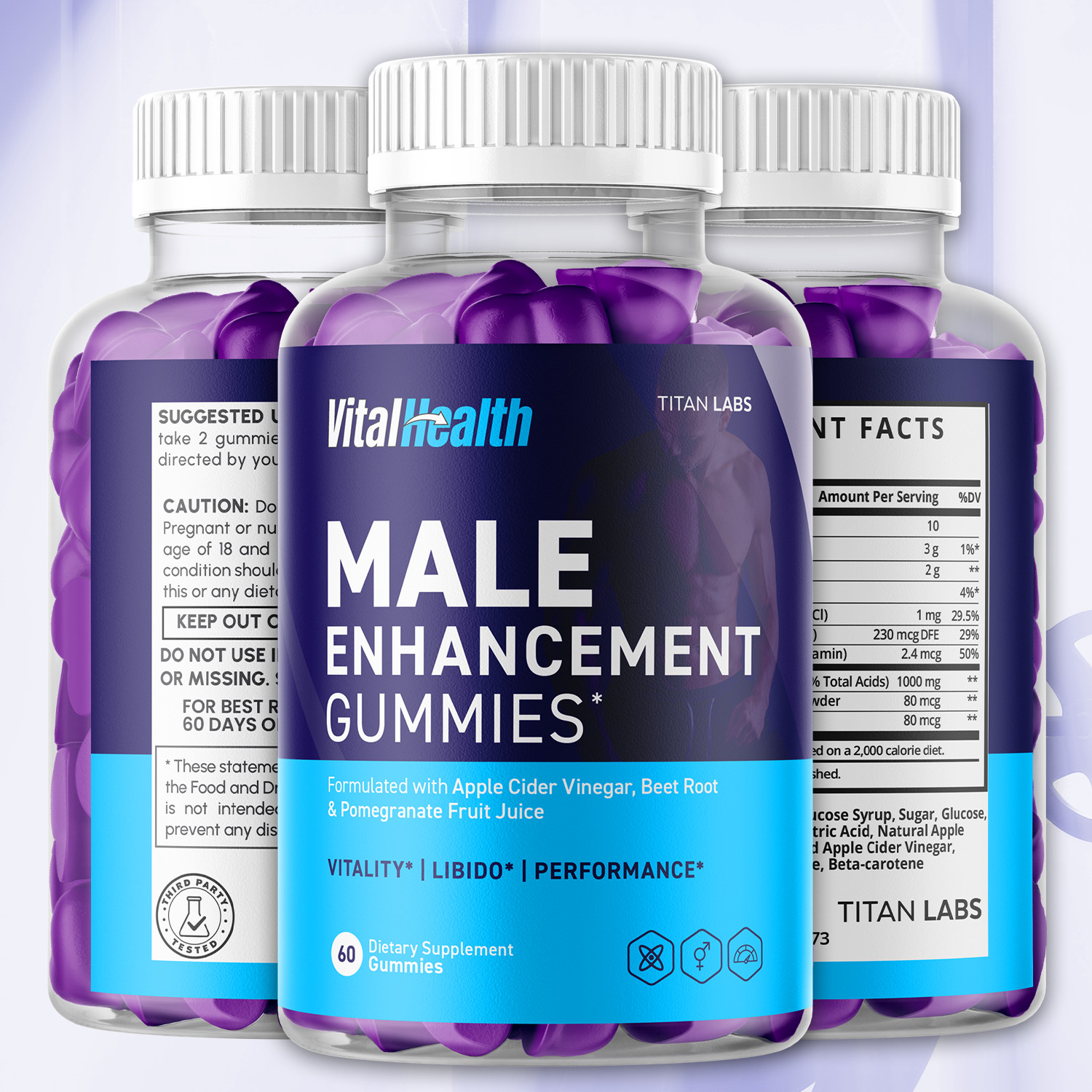 (2 Pack) VitalHealth Gummys Male Health Support Vitamin Vital Health 120 Gummies