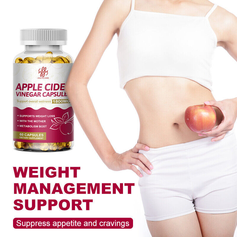 Apple Cider Vinegar Capsules With The Mother 1800mg Fast Weight Loss Detox Pills
