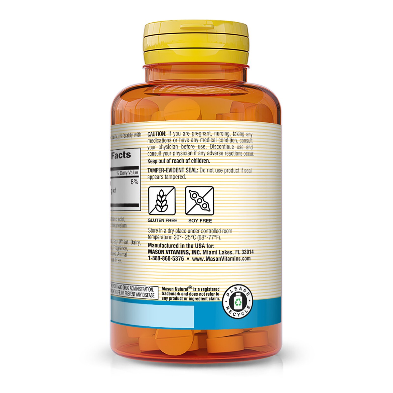 Mason Natural Magnesium Gluconate 550 mg – Healthy Heart, 100 Tablets