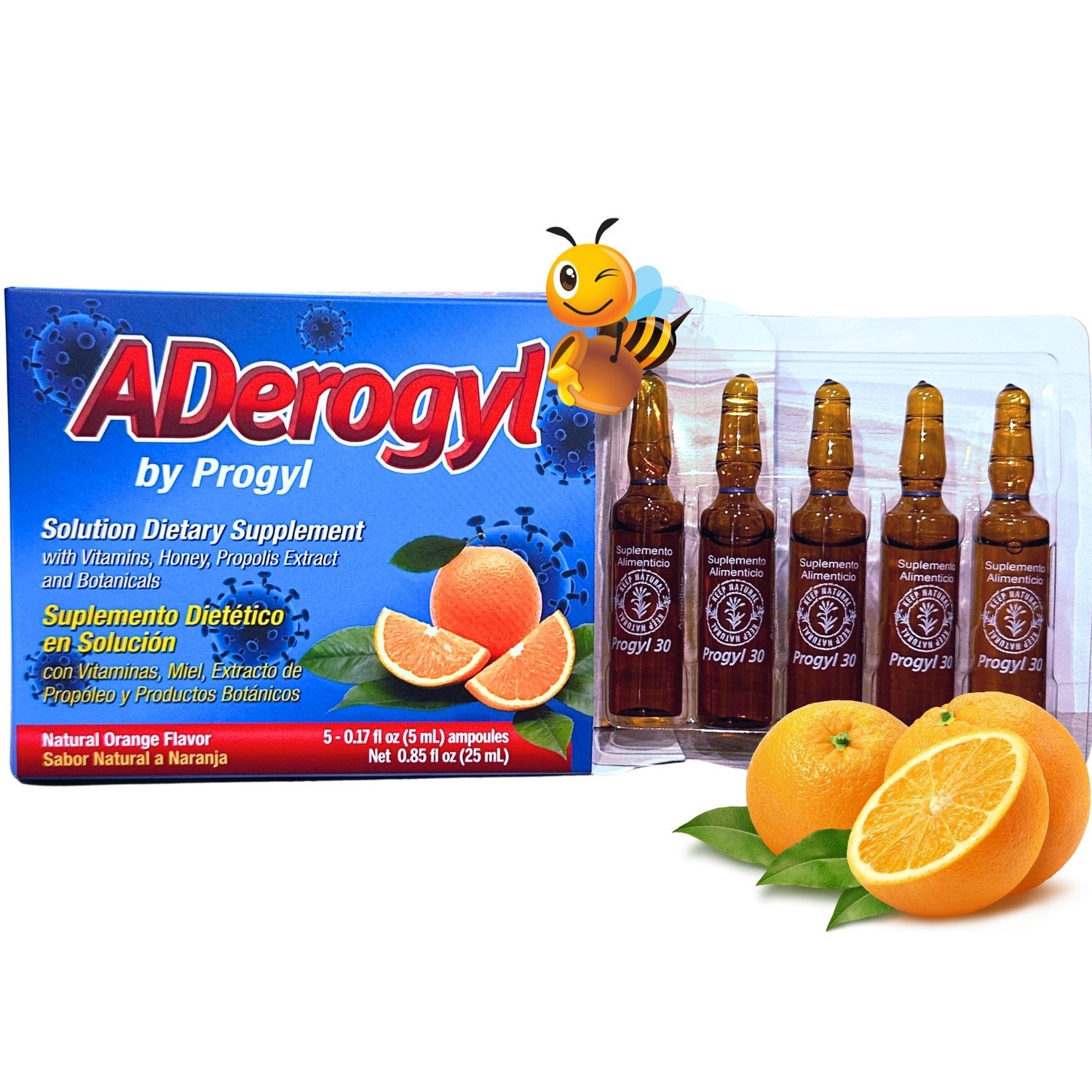 Aderogyl Solution Dietary Supplement with Vitamins, Honey, Propolis 5 per pack
