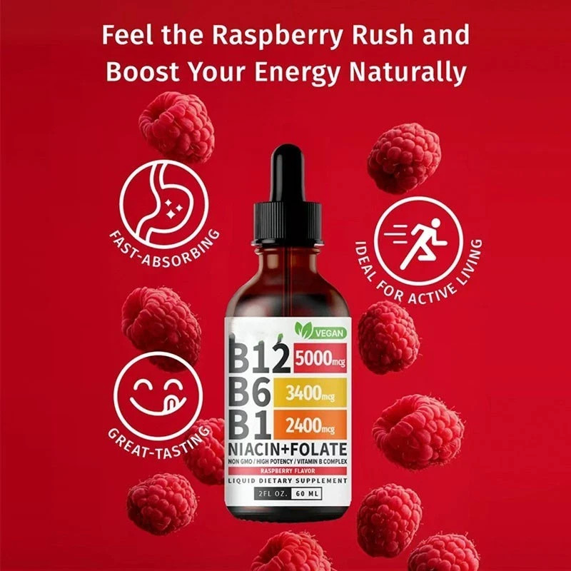 B12 Vitamin (2-PACK) Liquid Supplement Drops with B6, B1, Niacin & Folate – Edib