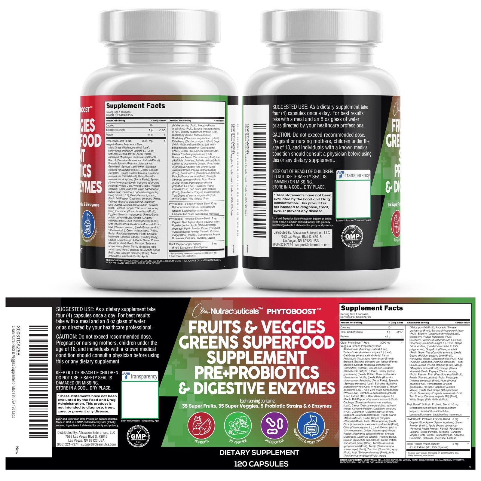 Clean Nutraceuticals Fruits and Veggies 120 Count (Pack of 1), Natural