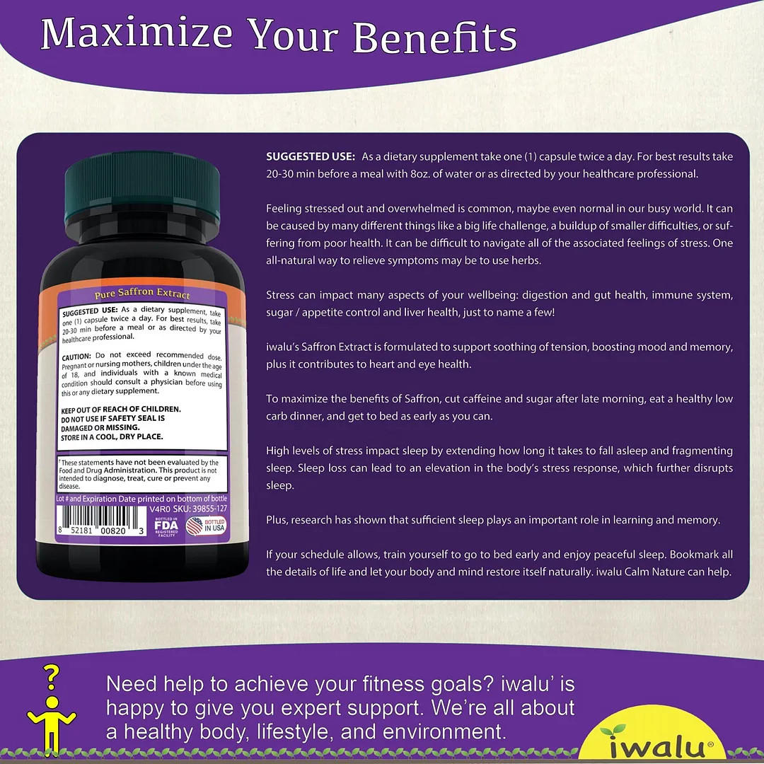 Saffron For Appetite Suppressant | Best Supplement Capsules FREE SHIP