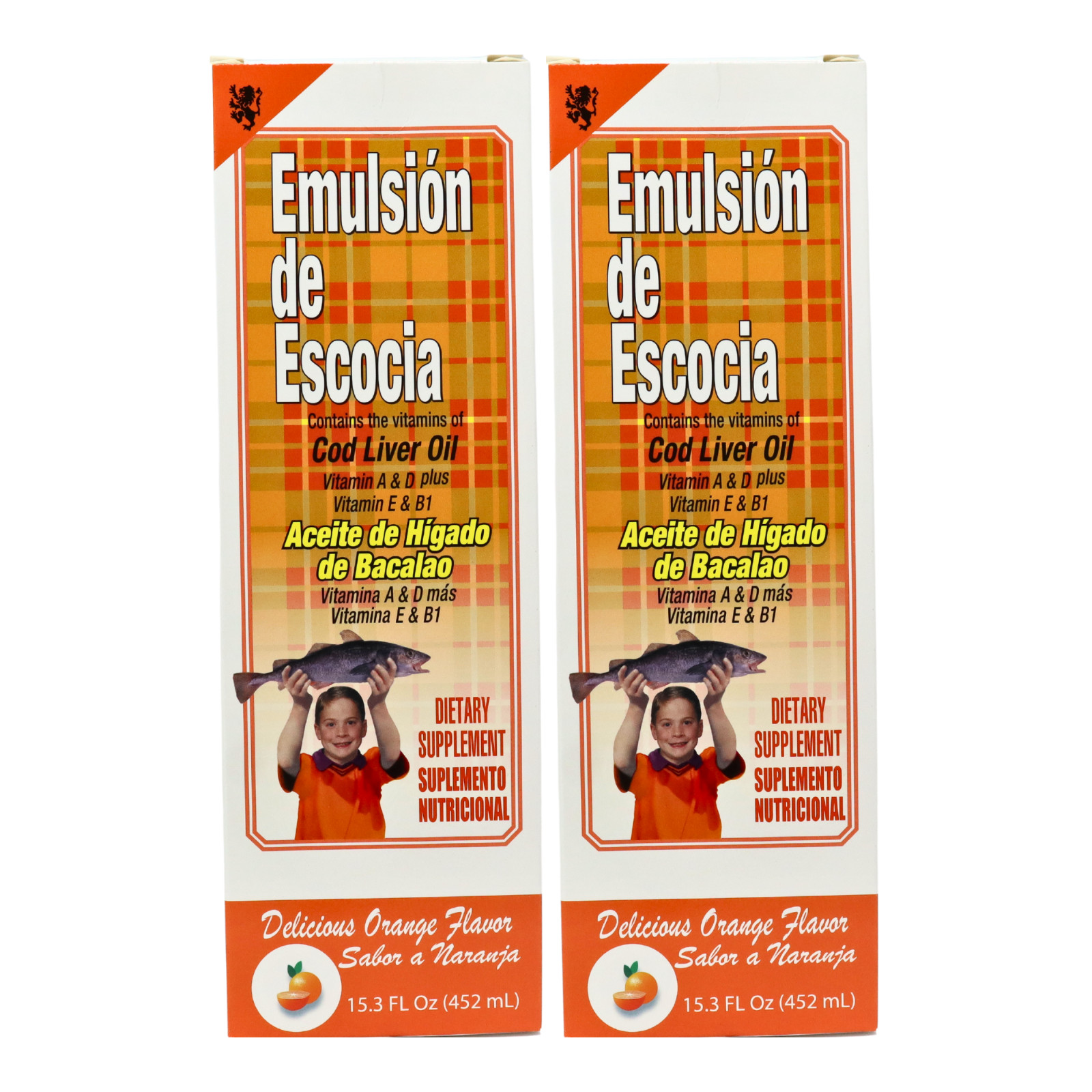 Emulsion De Escocia Cod Liver Oil [PACK OF 2] – Orange Flavor 15.3 fl oz each