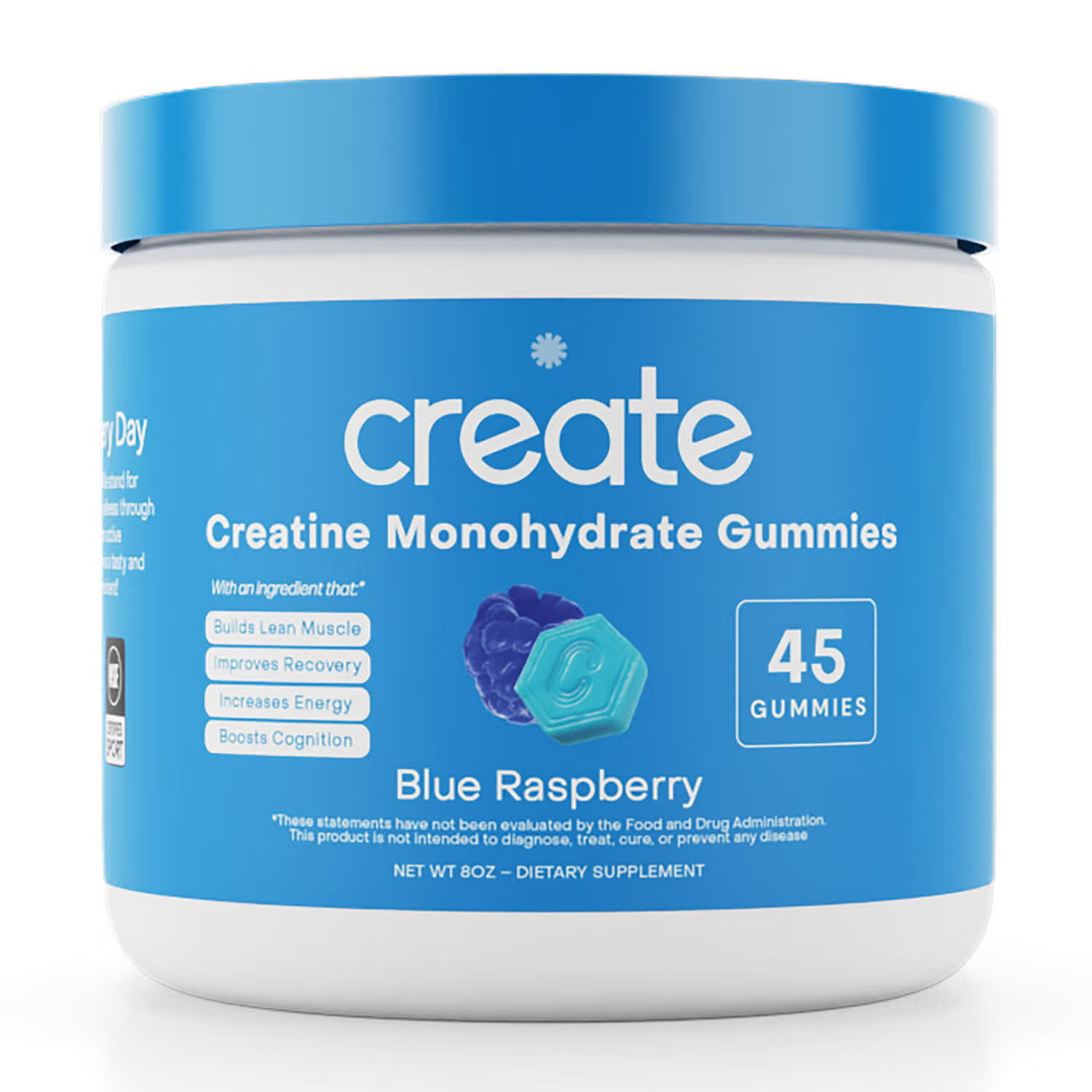 Creatine Monohydrate Gummies – Blue Raspberry – 45 Gummies (15 Servings)