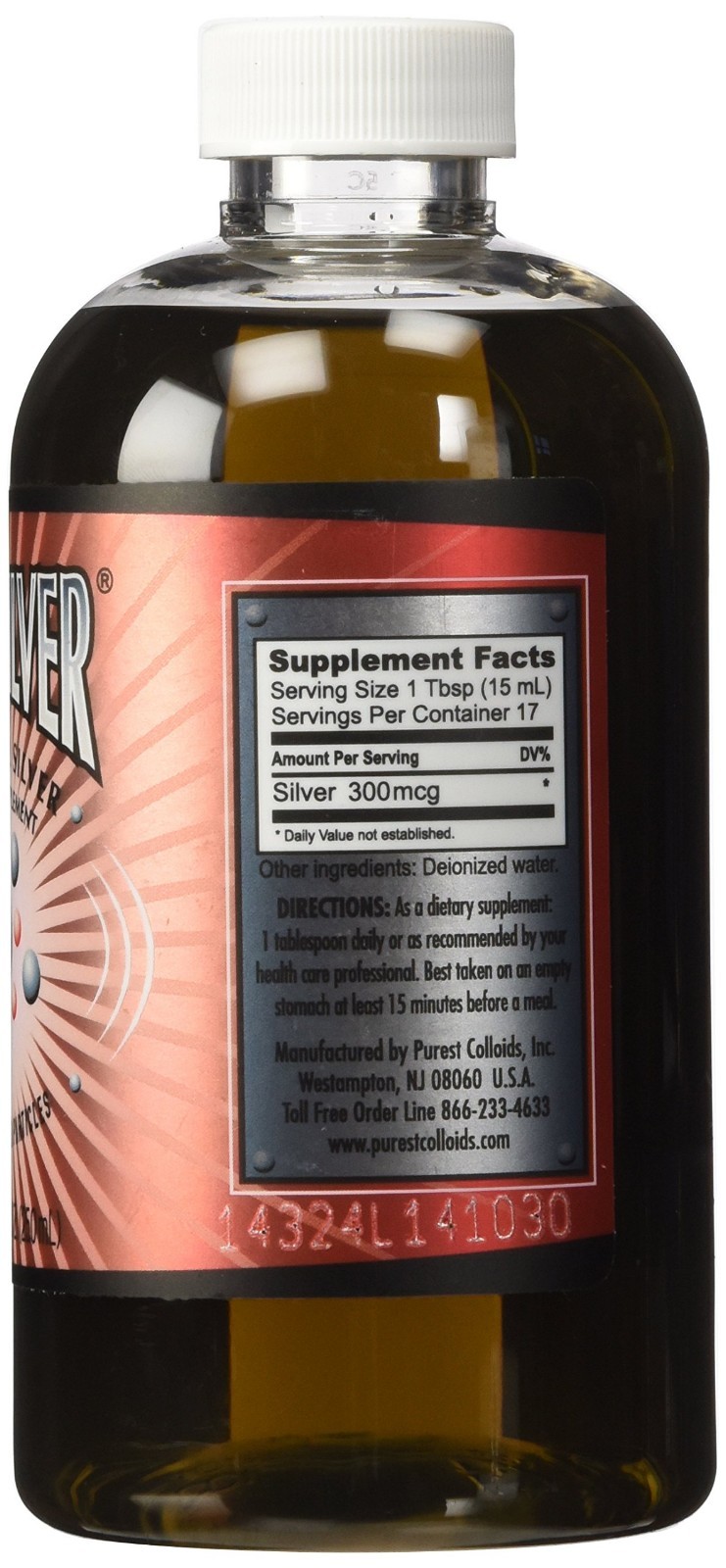 Colloidal Silver 20 ppm 250 mL Liquid Supplement for Immune Support & Wellness
