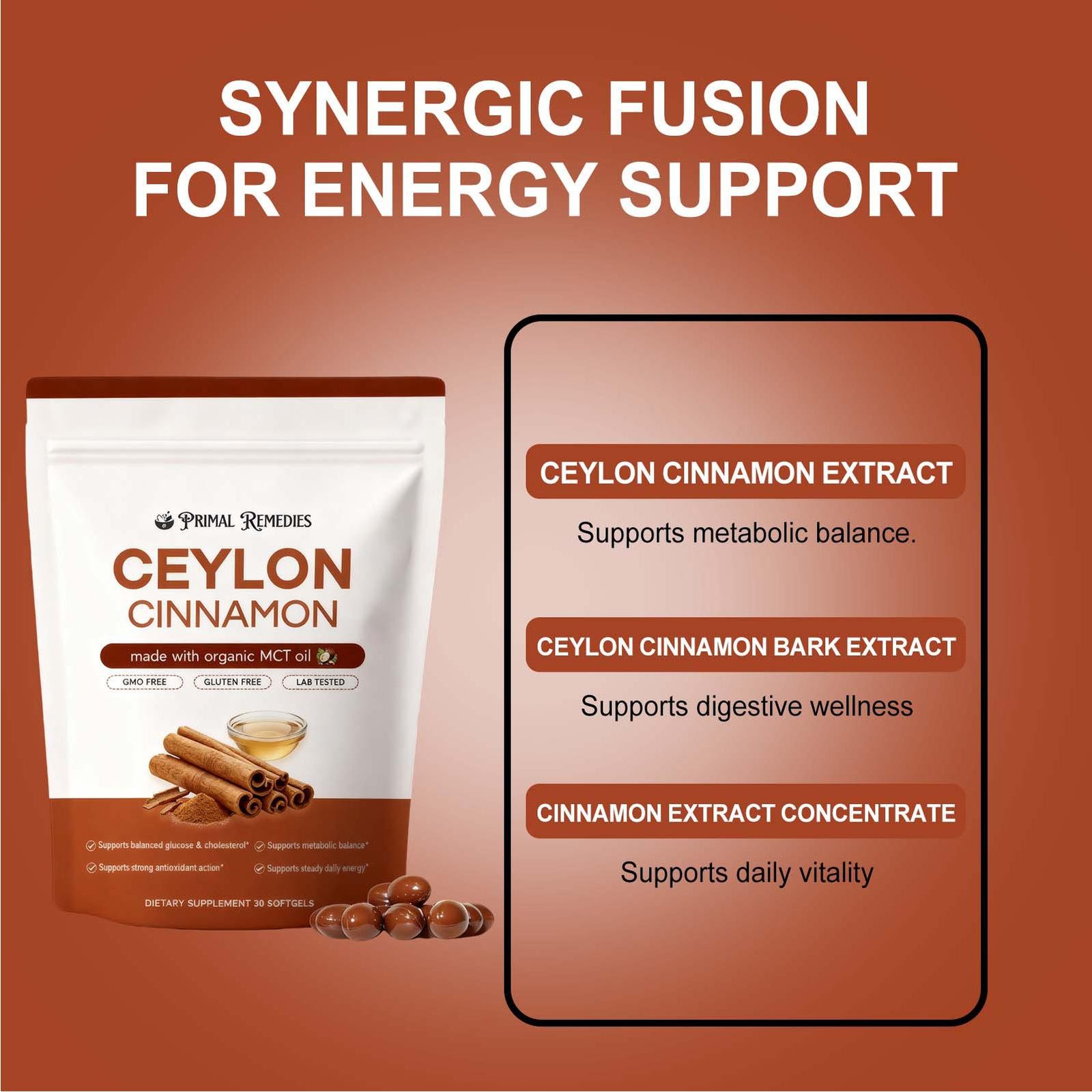 Natural Ceylon Cinnamon Softgels, Ceylon Cinnamon Soft Gels 7200Mg Equivalent