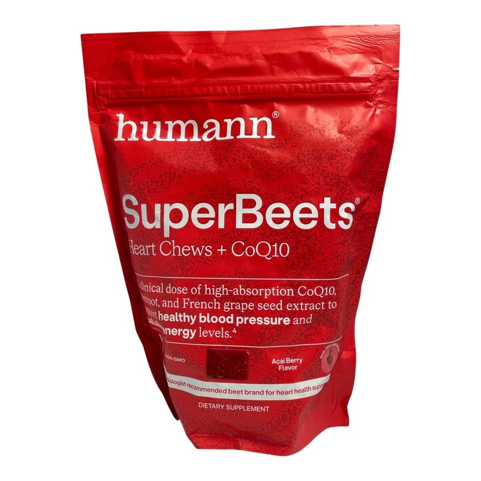 *Humann SuperBeets Heart Chews + Coq10 Dietary Supplement -60 -Acai Berry Flavor