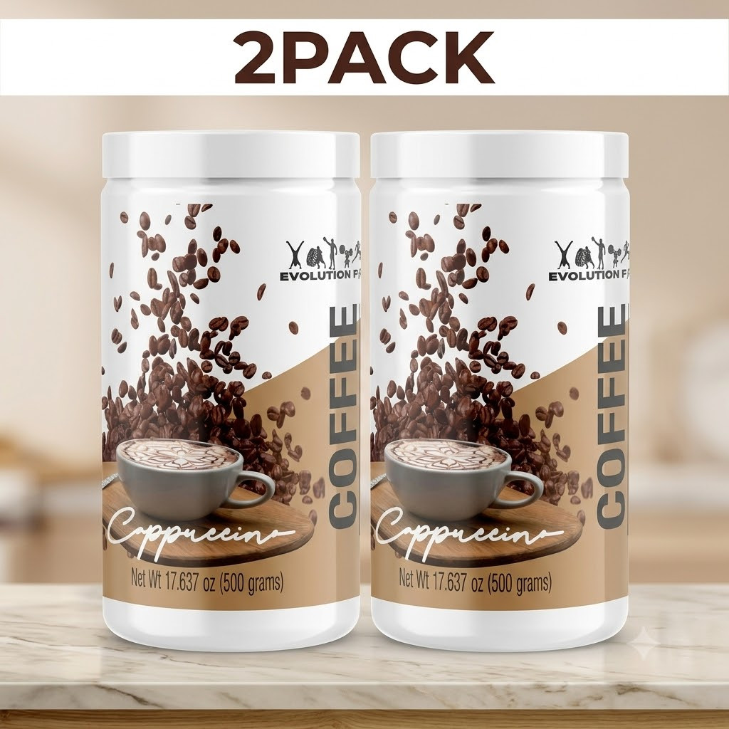 2Pk Evolution Oat Coffee Cappuccino Plant Based Energy Fitness Drink 1000g Total