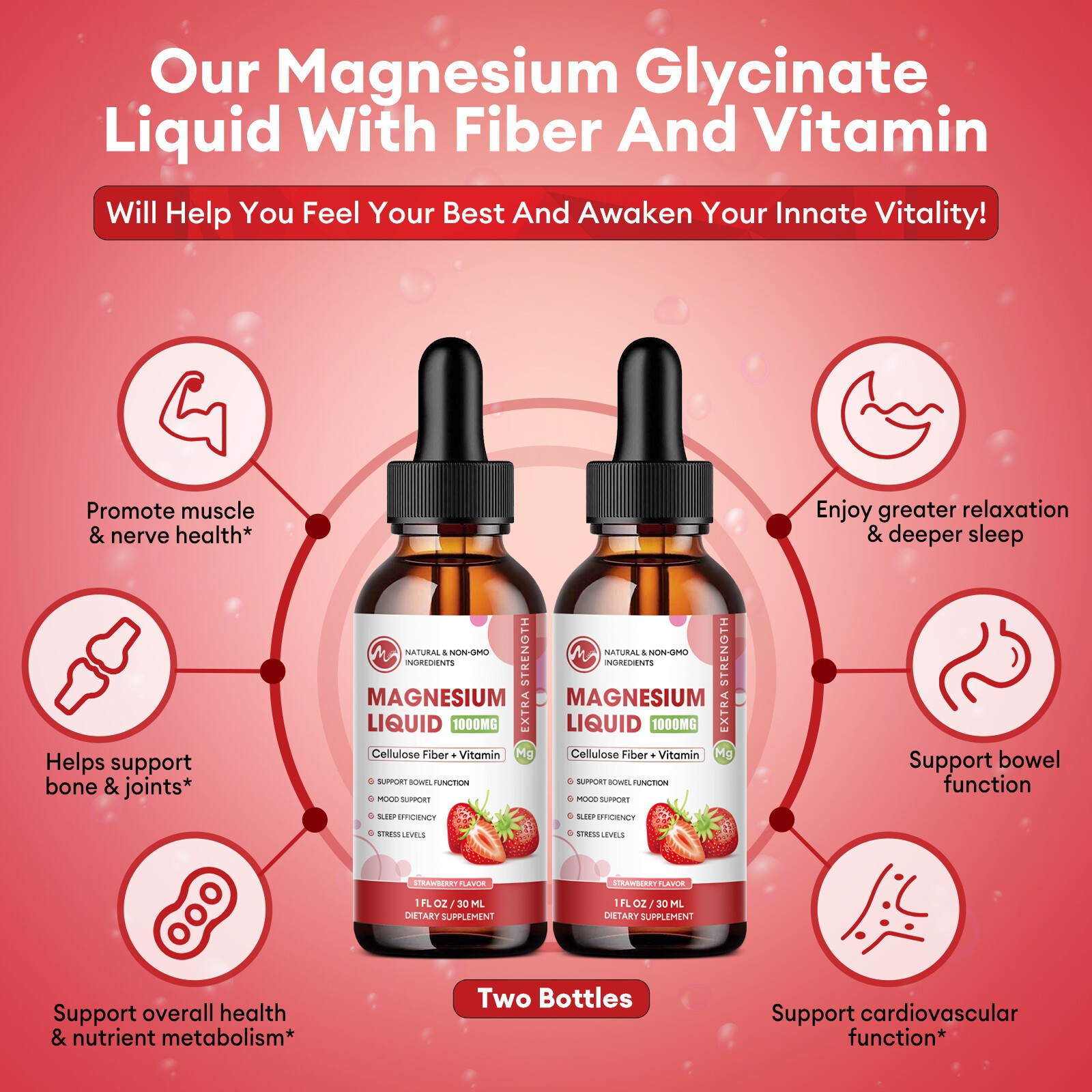 1-5X Magnesium Liquid Drops, Magnesium Glycinate,Improve Sleep,Anxiety Relief