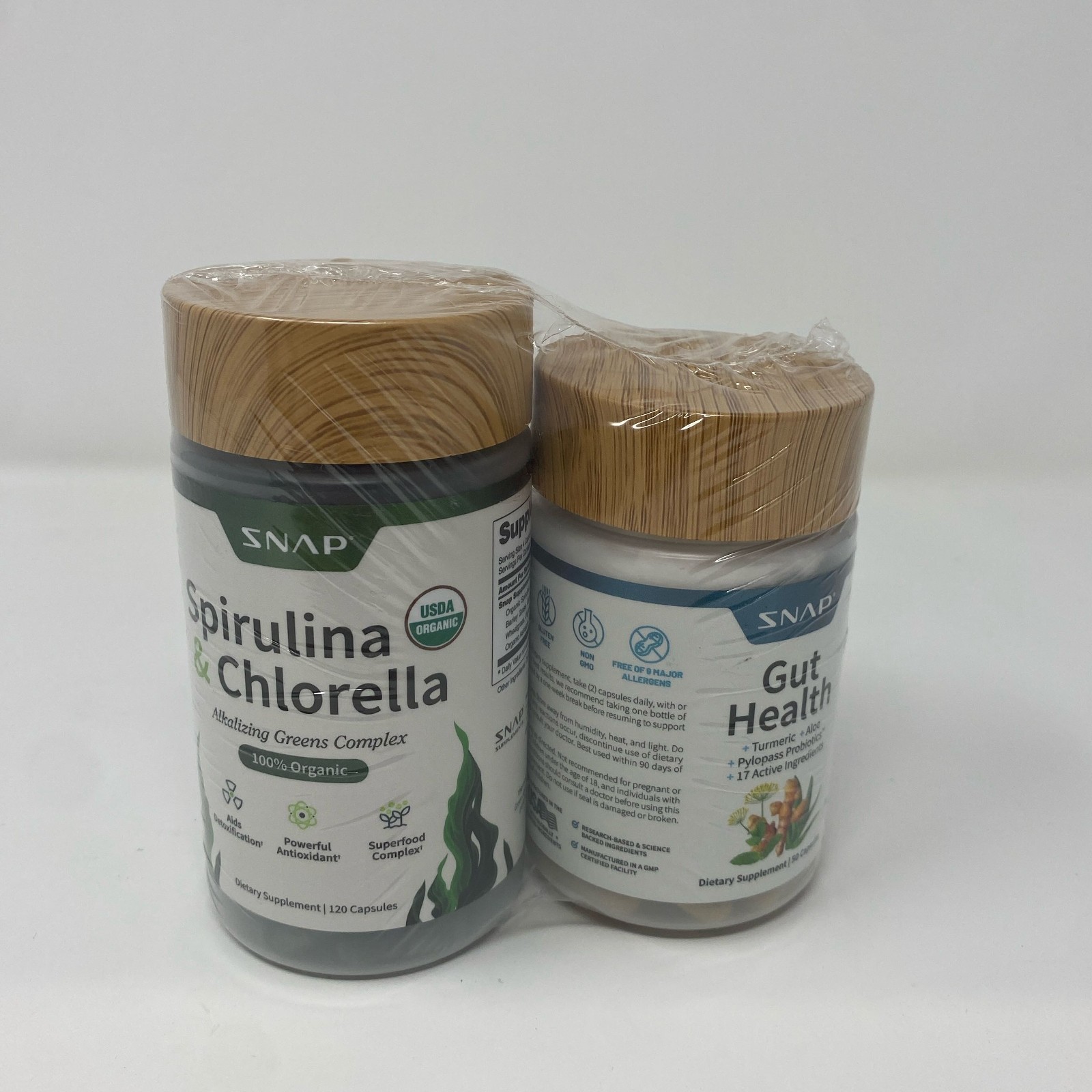 Snap Supplements Gut Health + Spirulina & Chlorella 50+120ct