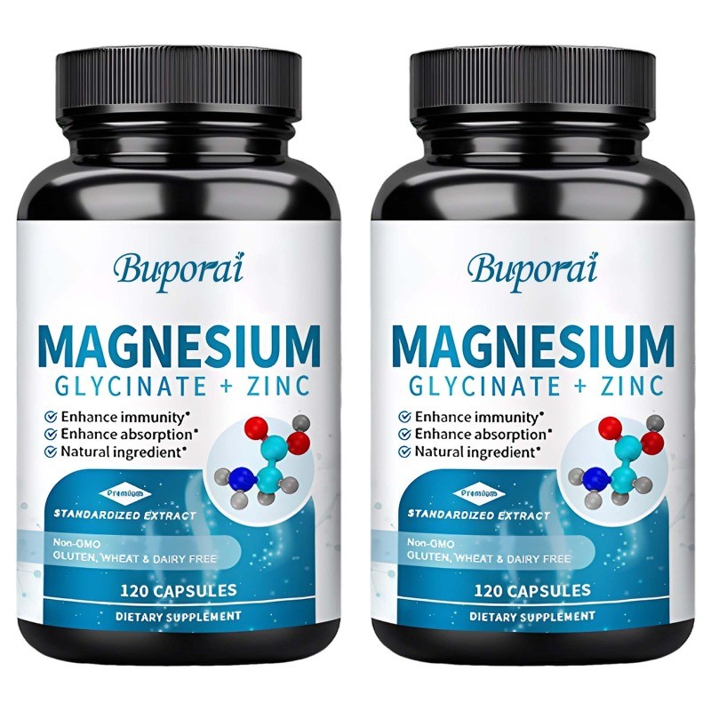 Magnesium Glycinate + Zinc 240pcs, Maintain Bone, Heart, Nerve and Muscle Health