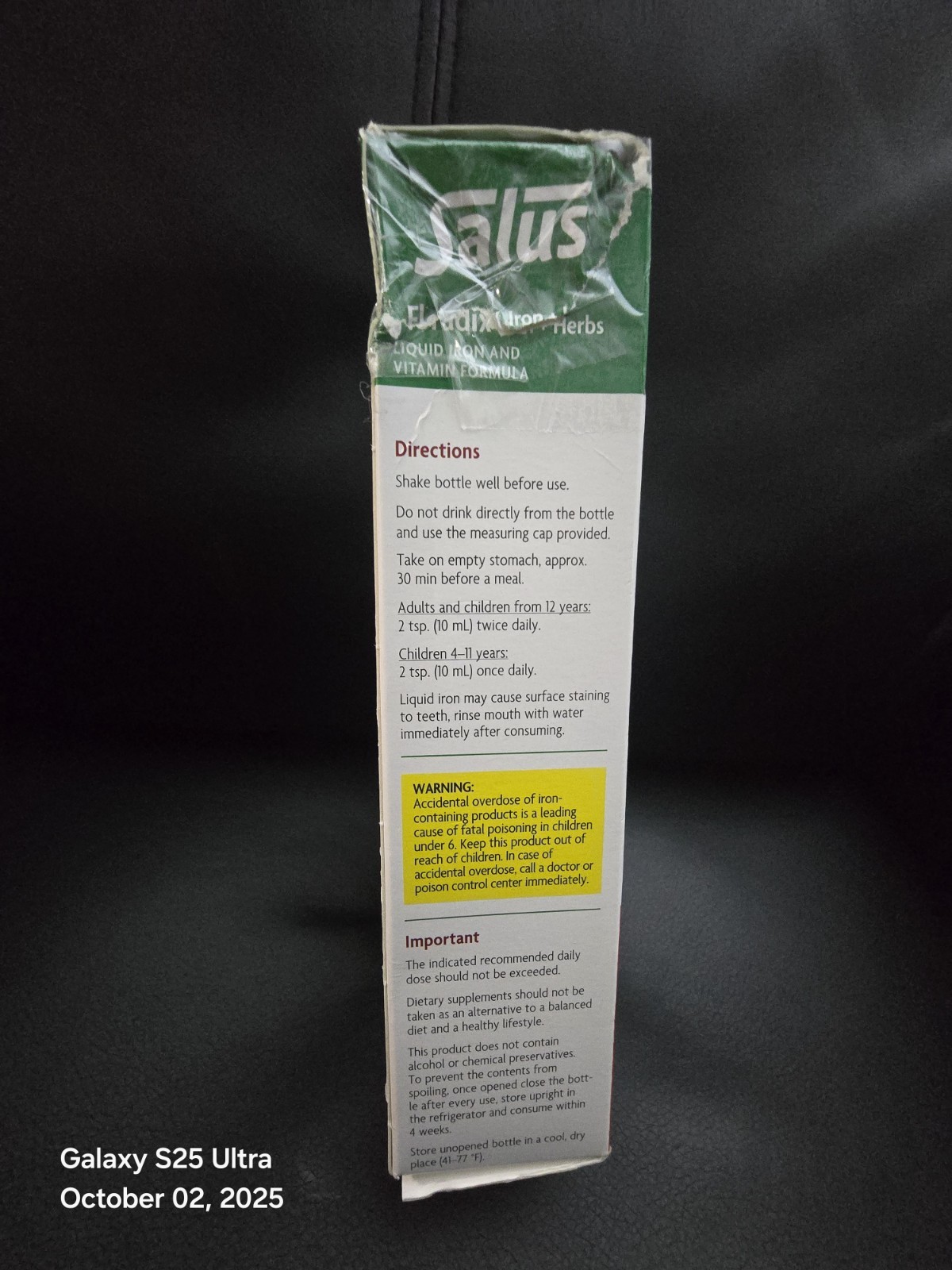 Salus/Floradix Iron & Herbs Liquid Herbal Iron Supplement (8.5 fl oz) 250ml