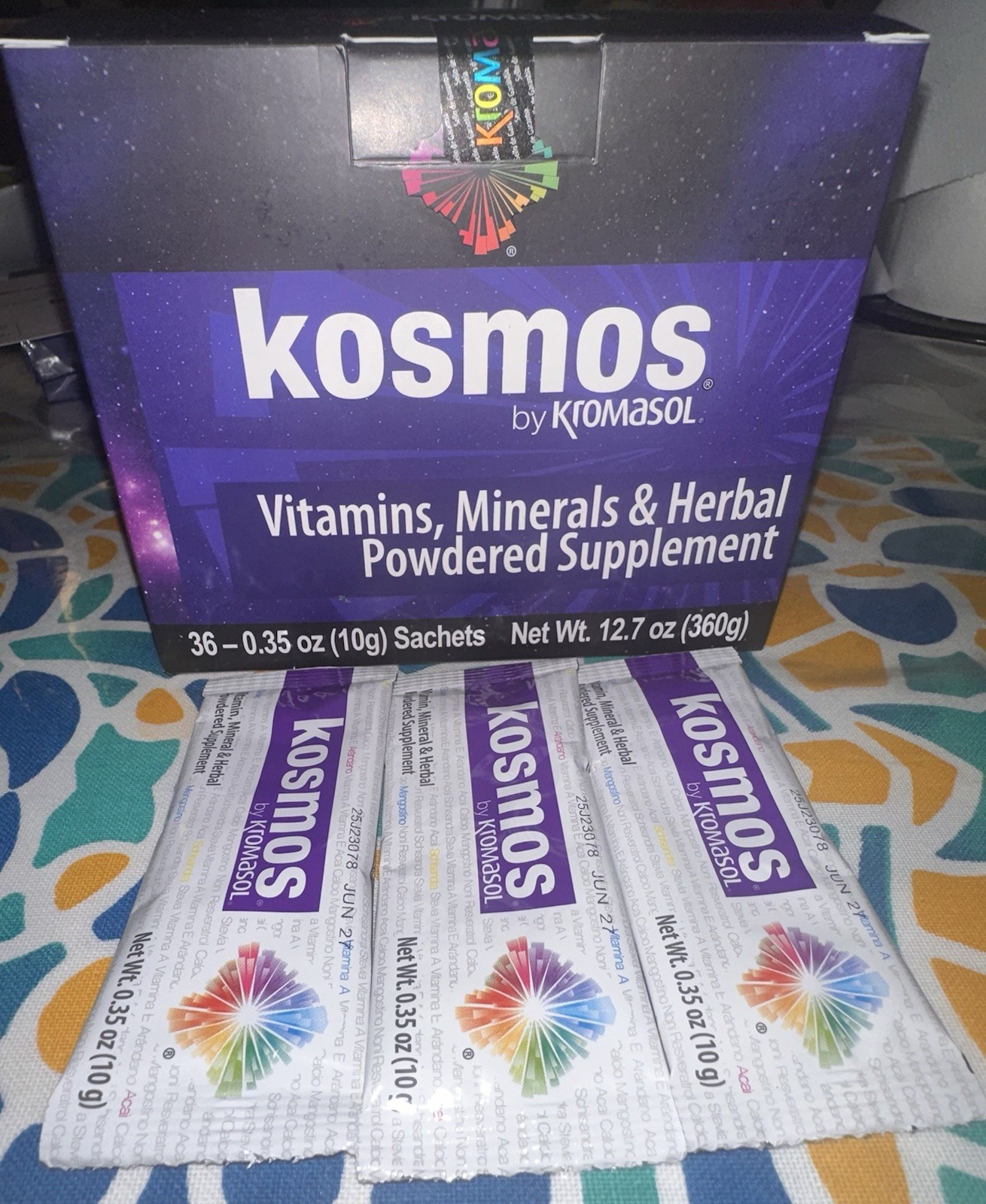 Kromasol Kosmos Vitamin & Mineral Herbal Powder Sachets Red Fruits 36 x 10g