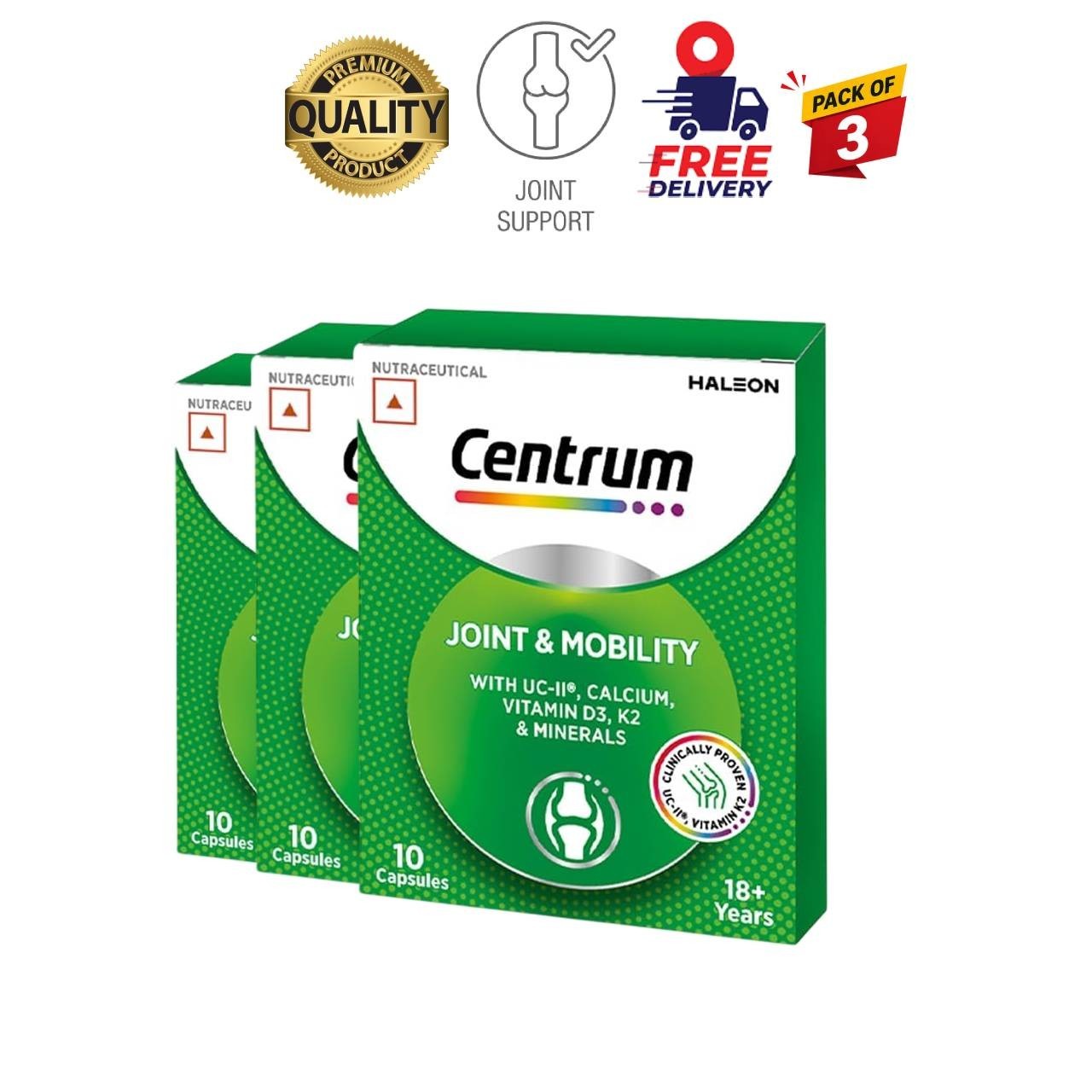 Cent.rum Joint Mobility 10Ct Pack of 3 UC-II Joint Formula