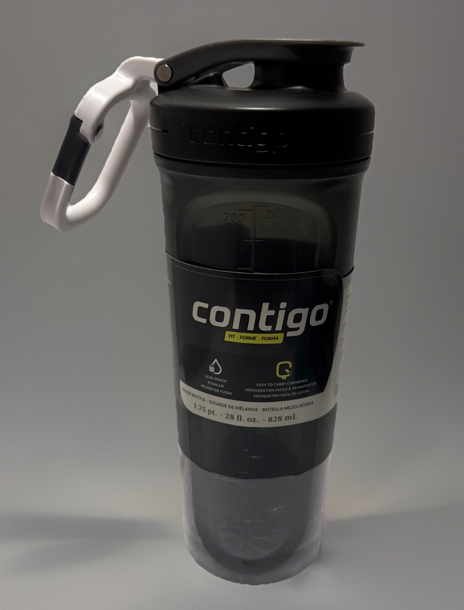 Contigo Fit Forma 28 fl oz Shaker Bottle Black Clear Easy Clean Flip Lock BN12
