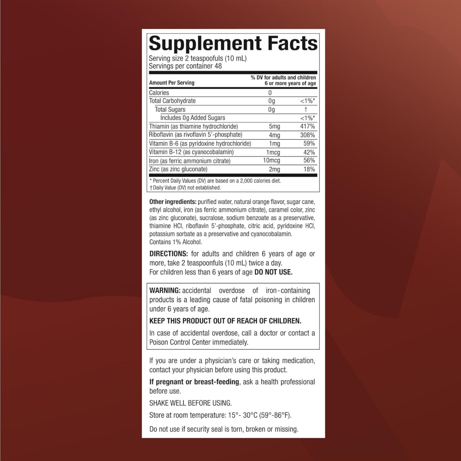 Menper Vino Carne Hierro Supplement with Iron & B Vitamins – 16 fl oz (2-Pack)