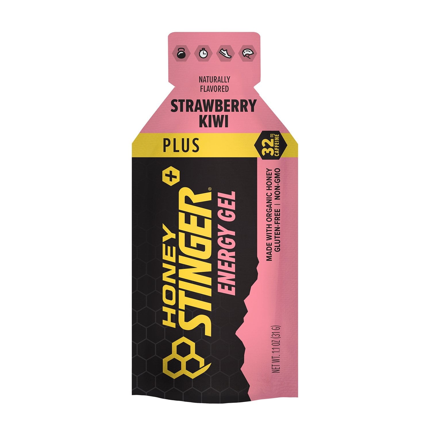 Honey Stinger Energy Gel, Strawberry Kiwi, 32mg Caffeine, 1.1 oz., 24 pk.