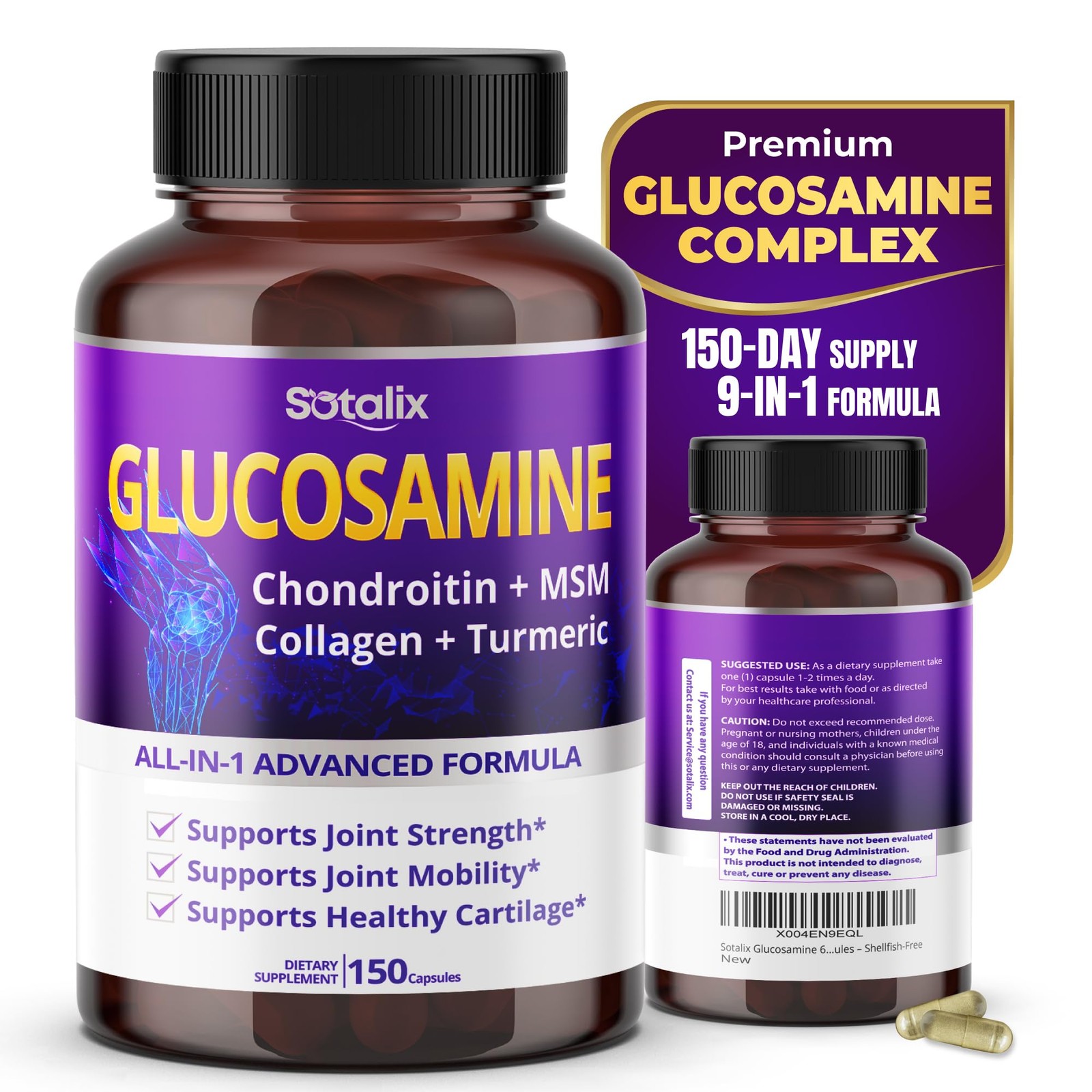 Glucosamine 650mg – All-in-1 Joint Support with Chondroitin, MSM,…