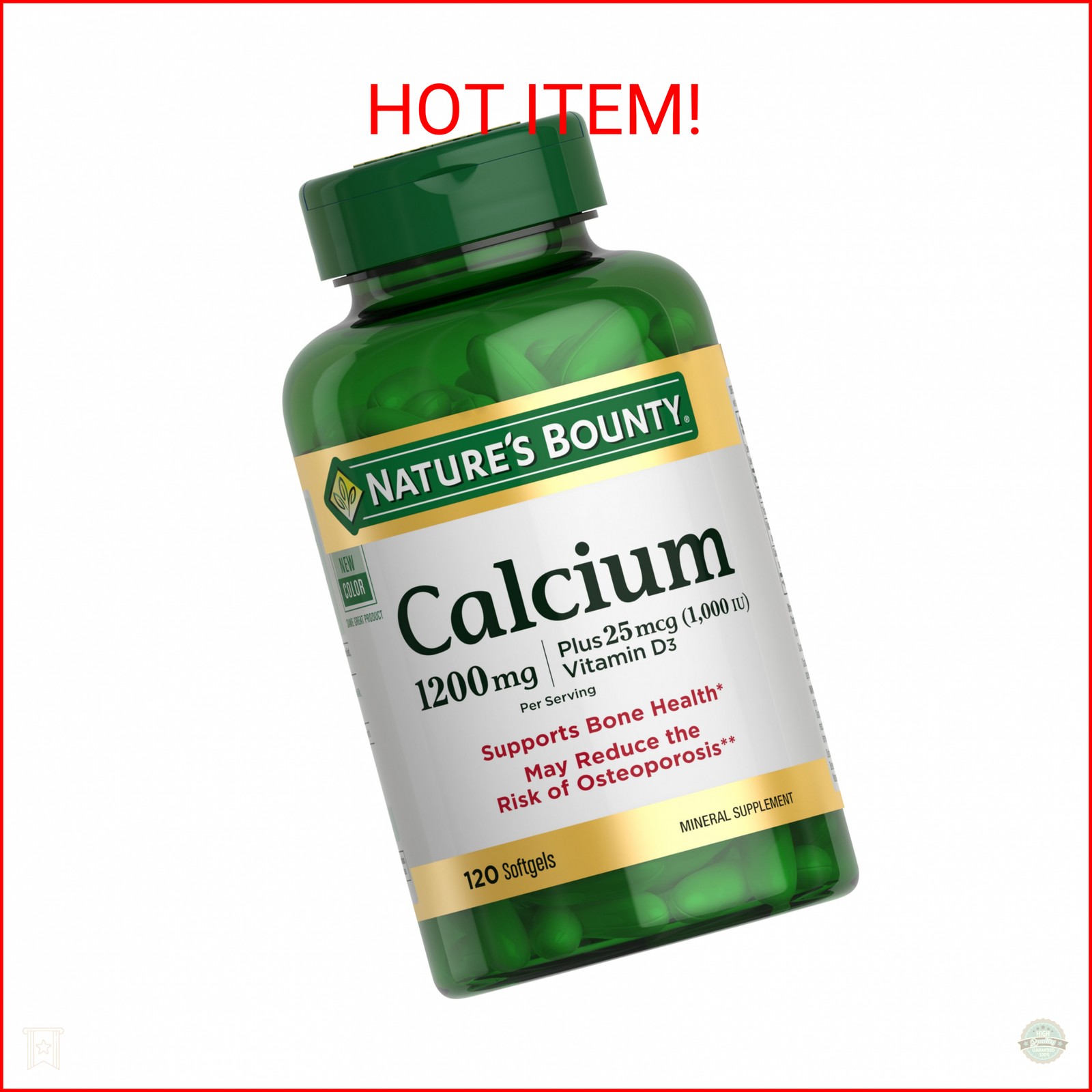Nature’s Bounty Calcium 1200 mg with 1000 IU Vitamin D3 – Bone Health Softgels,