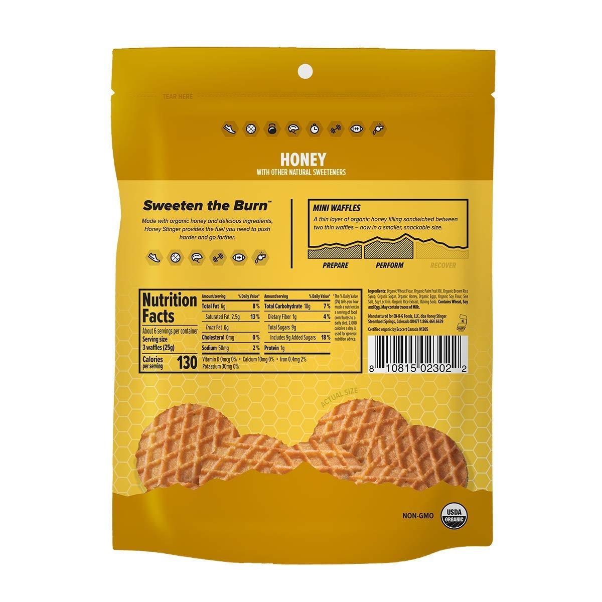 Organic Mini Honey Waffles – Perfect Pre/Post Workout Energy, 5.3 Ounce Bag