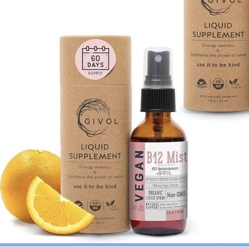 Givol Organic Vegan Liquid Spray B12 Mist (made In U.S.A) 2 Fl Oz New