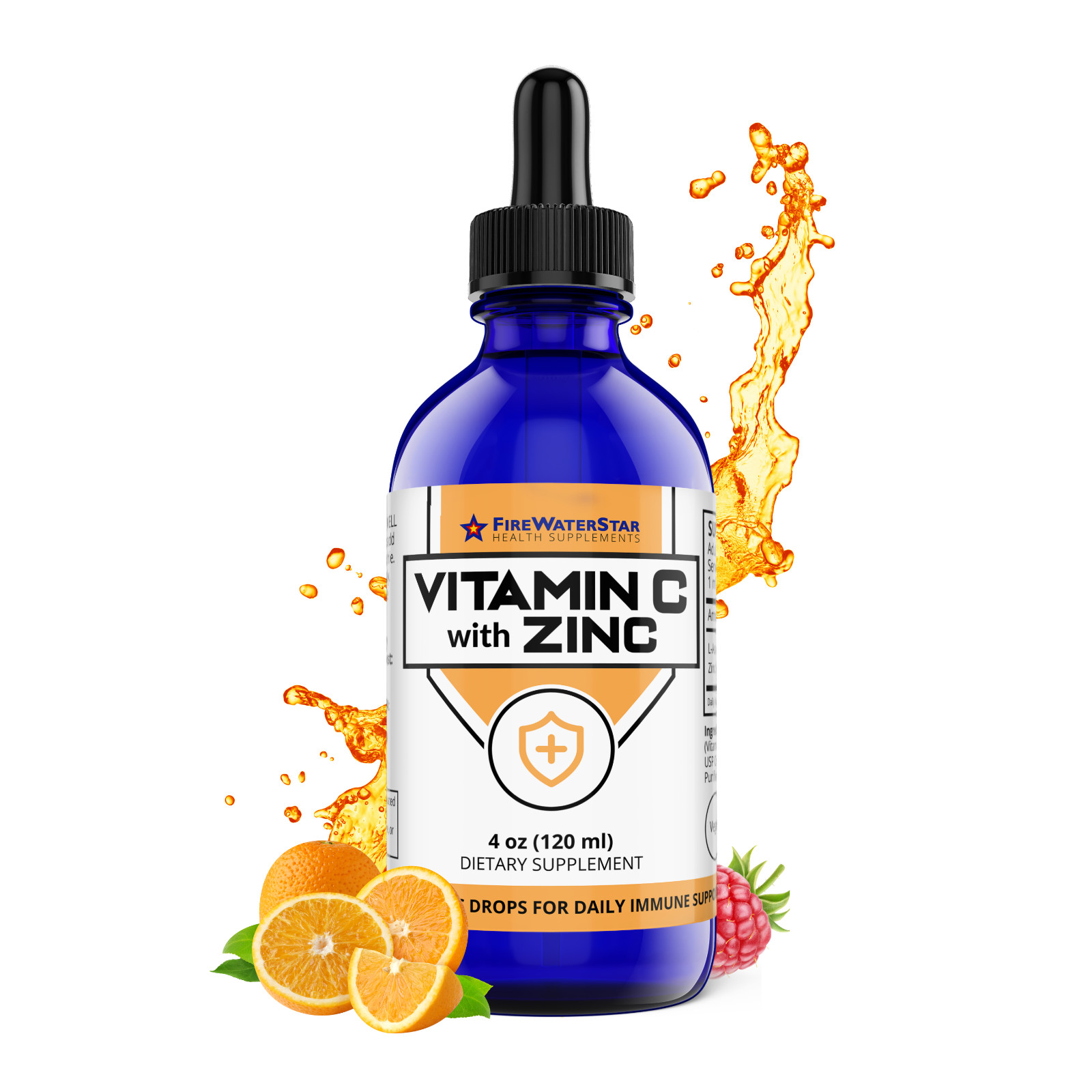 Vitamin C + Zinc – Easy Liquid Drops for Adults and Kids – 4oz – 60 Servings
