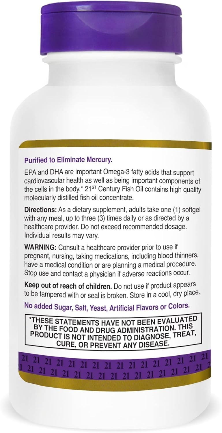 Cholesterol Management Fish Oil 1000 mg Softgels – 120 Easy-to-Swallow Caps