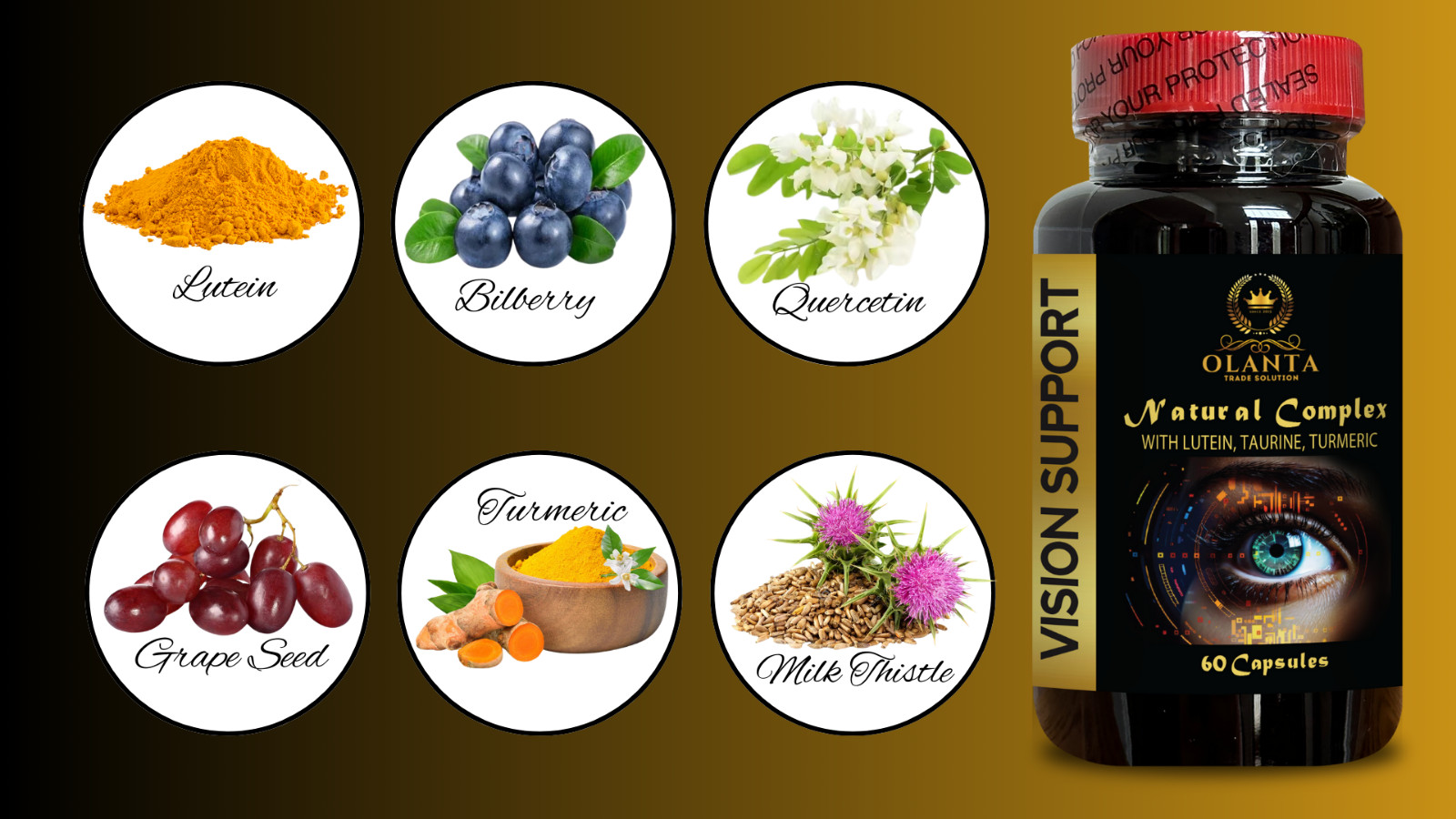 Premium Eye Formula with Lutein Zeaxanthin Beta Carotene & Bilberry – 1 Bottle