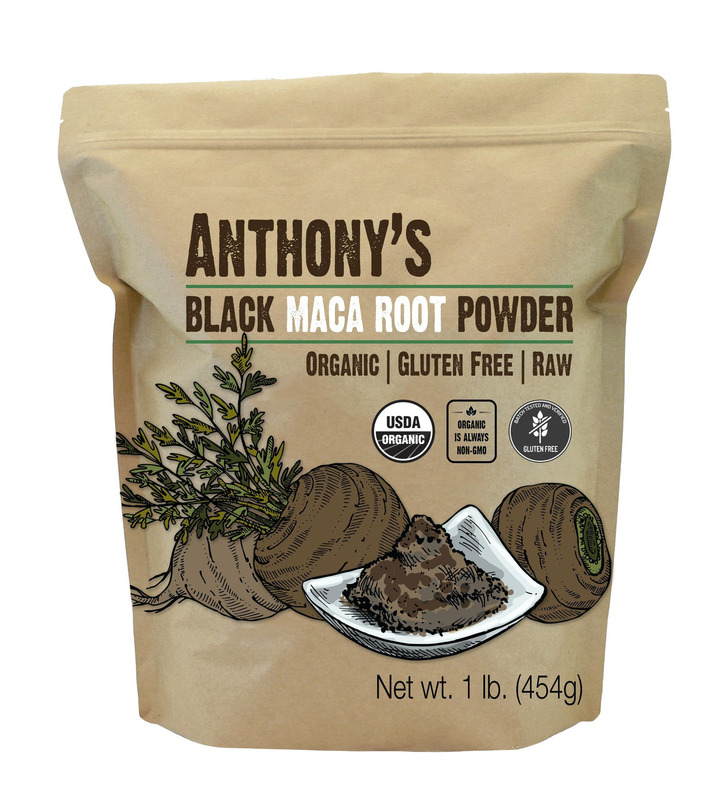 Anthony’s Organic Black Maca Powder, 1 lb, Raw, 16 Ounce (Pack of 1),