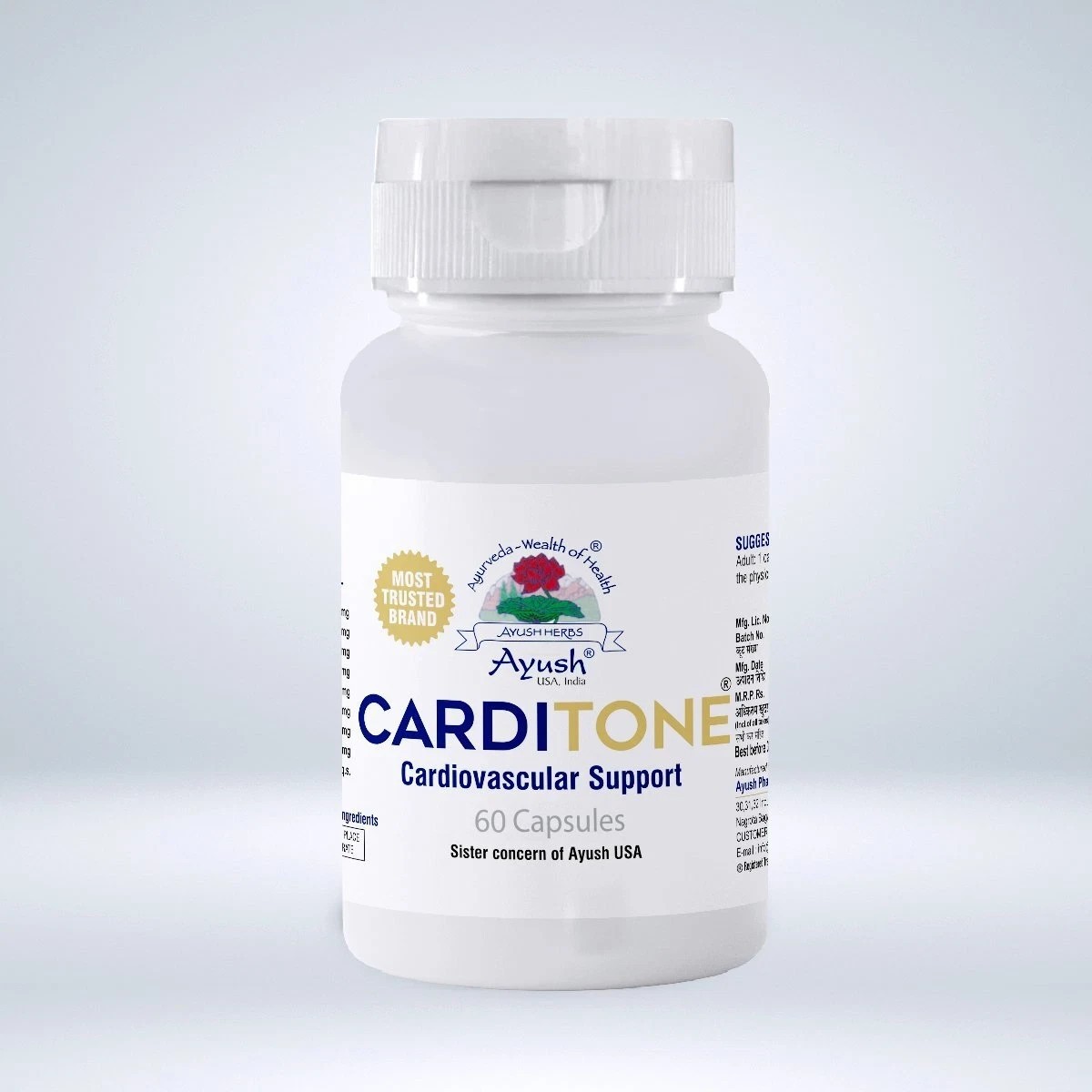 pack of 15 X Carditone Ayush Herbs 60 caplet for Cardiovascul
